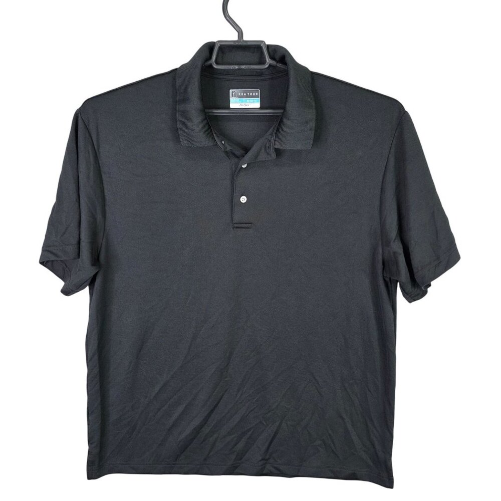 Mens PGA Tour Airflux Black Polo Shirt Short Sleeve 100% Polyester Size XL